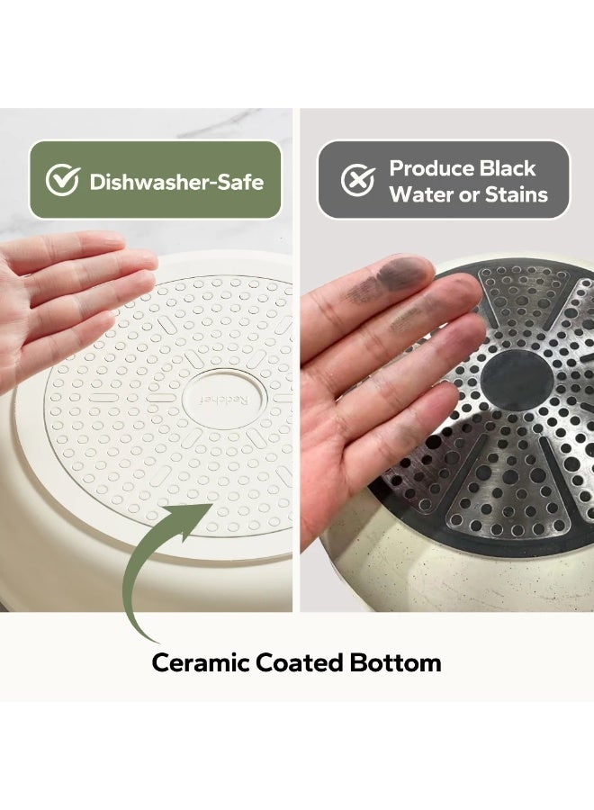 Redchef مقلاة ووك من سلسلة ريدشيف ستار سيراميك روك 28 سم مع غطاء، خالية من مركبات PFAS وPTFE وPFOA، ومناسبة لجميع أنواع المواقد (أبيض). - Image 2