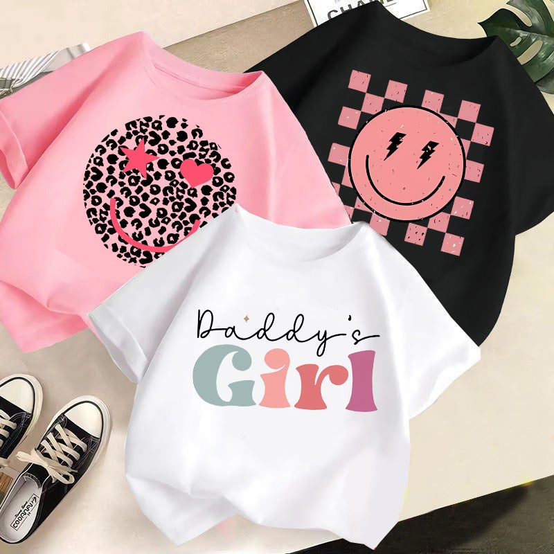 2026 New Style Girls' T-Shirt Cotton Summer Trendy Short-Sleeved Cartoon Print Top Children'S Clothing Fashion - Image 2