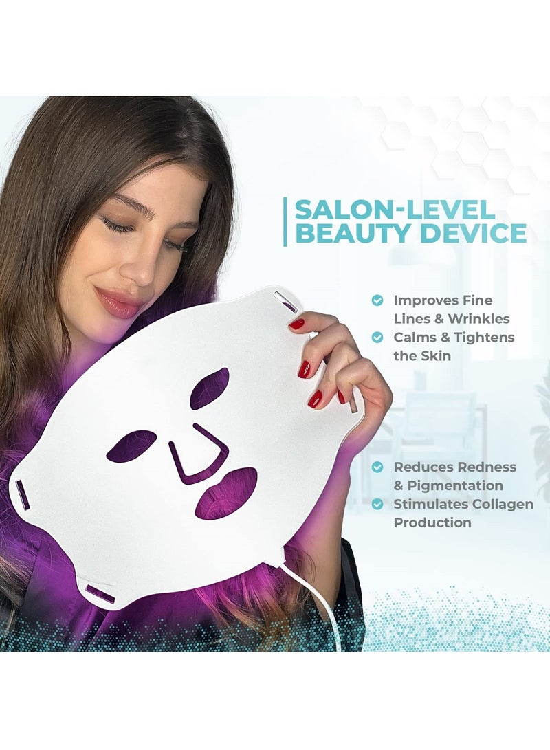 SYOSI قناع علاج الوجه بتقنية LED، علاج الضوء الأحمر للوجه، علاج الضوء للوجه بـ 7 ألوان، جهاز تجميل احترافي للوجه بتقنية الضوء الأحمر للتجديد/مكافحة الشيخوخة/التجاعيد/البقع - Image 4