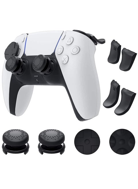 Accessories Kit Bundle for PS5 Compatible with DualSense Controller, Thumb Grips Sticks Joystick + L2 R2 Trigger Extender+D-pad Button for Playstation 5 Controller, Anti-Slip Replacement Parts