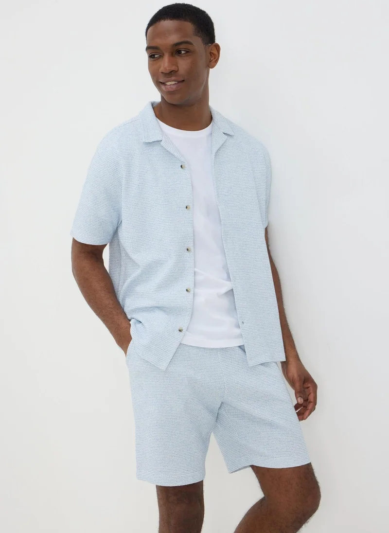 Matalan Light Blue Grid Texture Co Ord Shorts