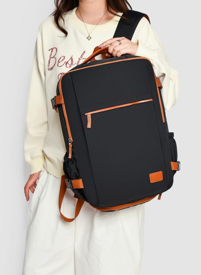 Take Two Black Contrast Binding Zip Closure Backpack - Image 1