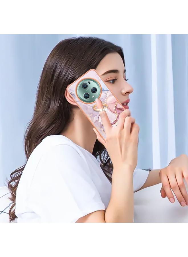 Green Tiger Case For Honor Magic5 Pro Electroplating Marble IMD TPU Phone Case with Ring Holder - Image 4