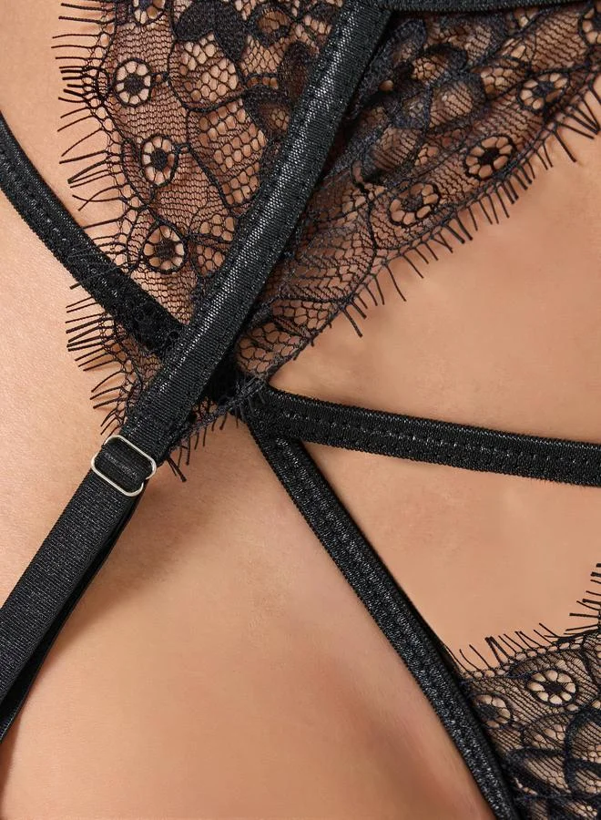 Take Two  All Lace Wired Bra with Thong - Garters and Suspender Set for Women | Best Price UAE