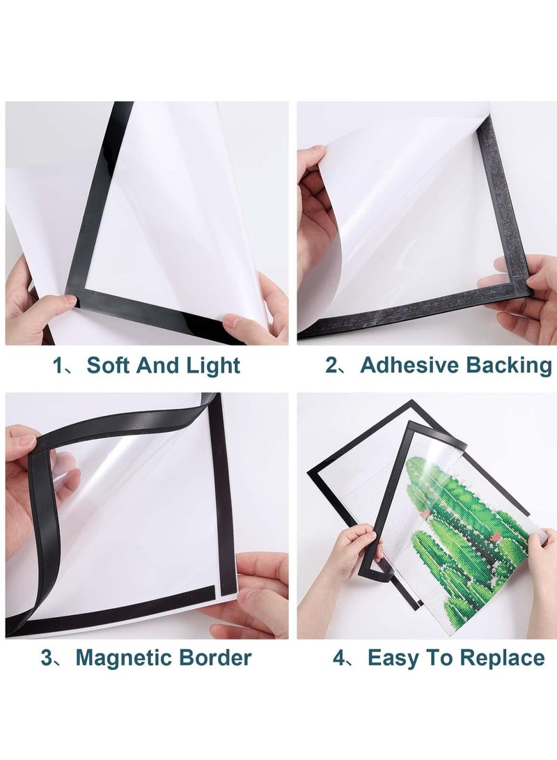 Excefore 4 PCS Diamond Painting Frames, 25 x 35 cm Self-Adhesive Picture Frame, Self Adhesive Magnetic Frames for Wall Window Door Black, Home Office Decor  - Image 4