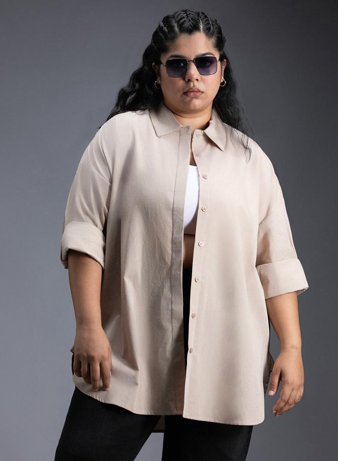 HIGH STAR HIGH STAR Plus Size Classic Spread Collar Oversized Casual Shirt - Image 5
