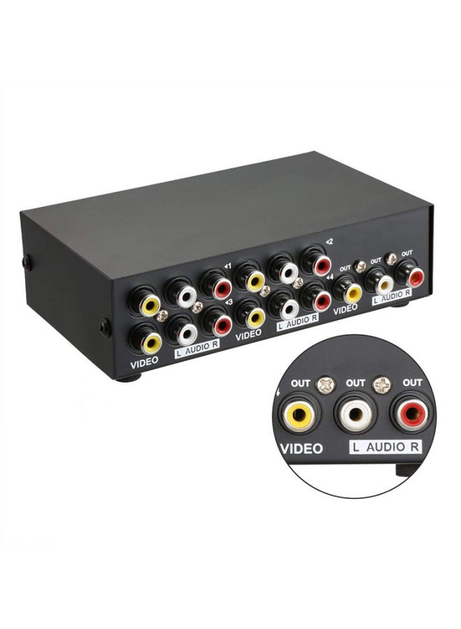 Audio And Video Av Switcher 4 In 1 Out Video Switcher Four In One Out 4-port Audio Converter-Color:Iron Shell AV Switcher Four In And One Out - Image 1