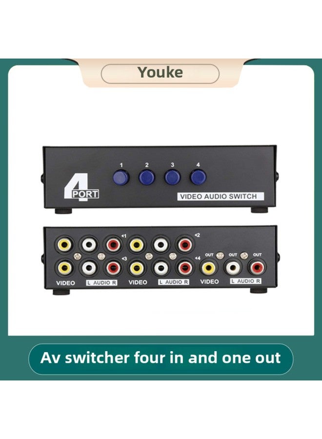 Audio And Video Av Switcher 4 In 1 Out Video Switcher Four In One Out 4-port Audio Converter-Color:Iron Shell AV Switcher Four In And One Out - Image 2