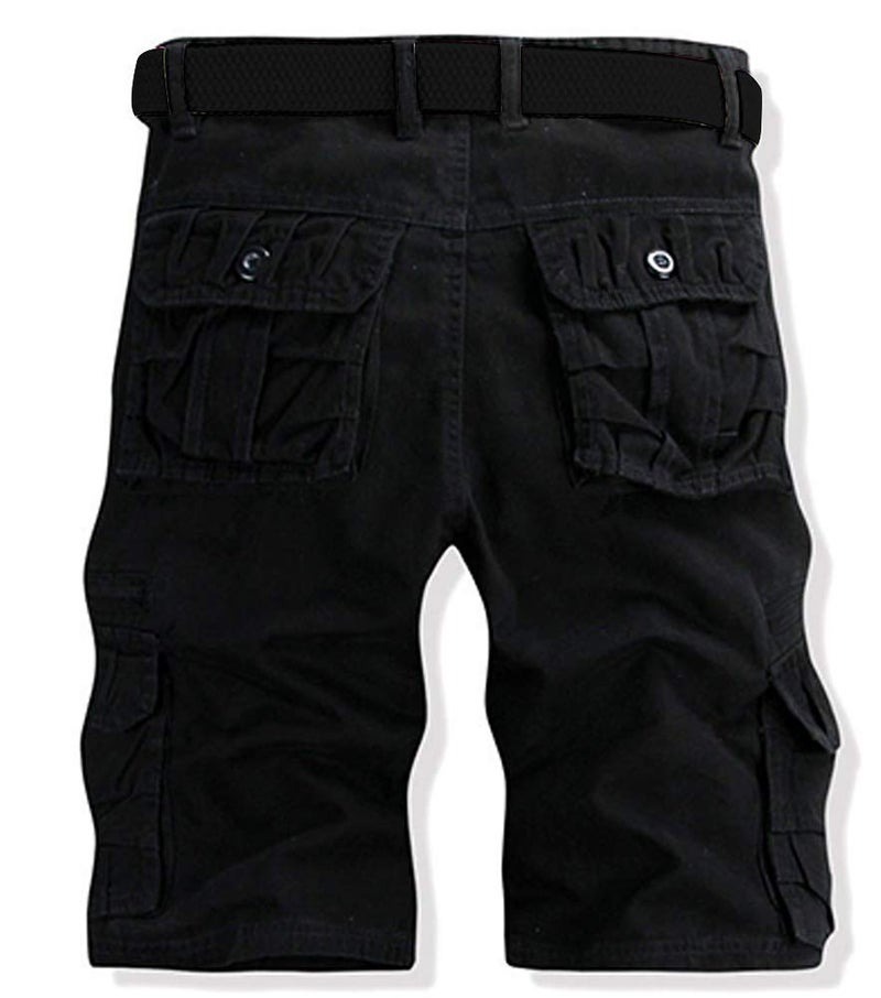 AKARMY Men's Lightweight Multi Pocket Cotton Casual Cargo Shorts,Outdoor Twill Camo Shorts with Zipper Pockets(No Belt) 038 Black - Image 2