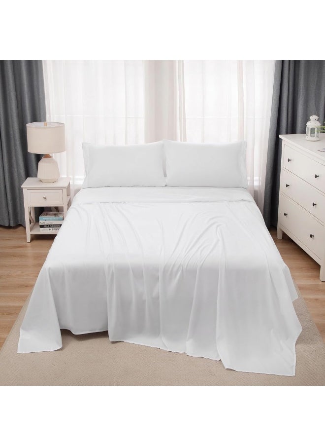 PanaX Bedding Super King Bed Sheets Set - 4 Piece Bedding - Brushed Microfiber And Fade Resistant - Easy Care (White, Super King)  - Image 2