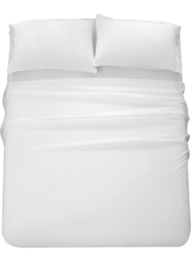 PanaX Bedding Super King Bed Sheets Set - 4 Piece Bedding - Brushed Microfiber And Fade Resistant - Easy Care (White, Super King)  - Image 1