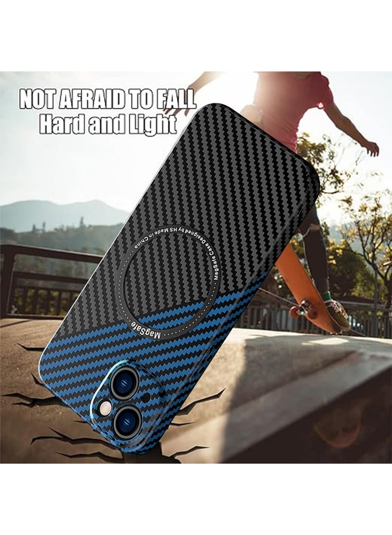 TEAM LUXURY IPhone 15 Plus Case Compatible With MagSafe Support Wireless Charging Ultra Thin Slim Shockproof Carbon Fiber Texture Plastic Hard Back Phone Accessories Cover Iphone 15 Plus  - Image 2