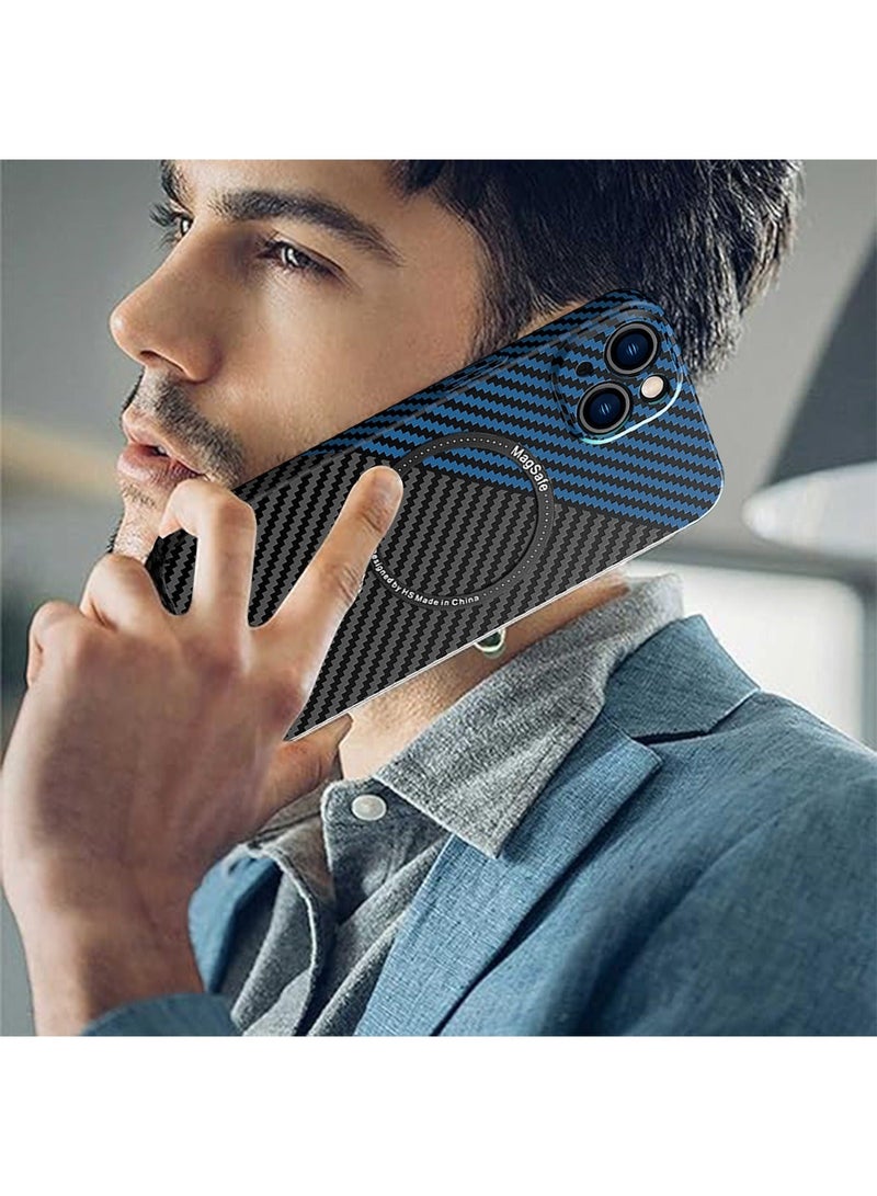 TEAM LUXURY IPhone 15 Plus Case Compatible With MagSafe Support Wireless Charging Ultra Thin Slim Shockproof Carbon Fiber Texture Plastic Hard Back Phone Accessories Cover Iphone 15 Plus  - Image 3