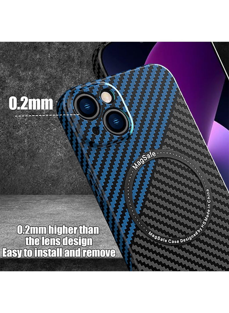TEAM LUXURY IPhone 15 Plus Case Compatible With MagSafe Support Wireless Charging Ultra Thin Slim Shockproof Carbon Fiber Texture Plastic Hard Back Phone Accessories Cover Iphone 15 Plus  - Image 5