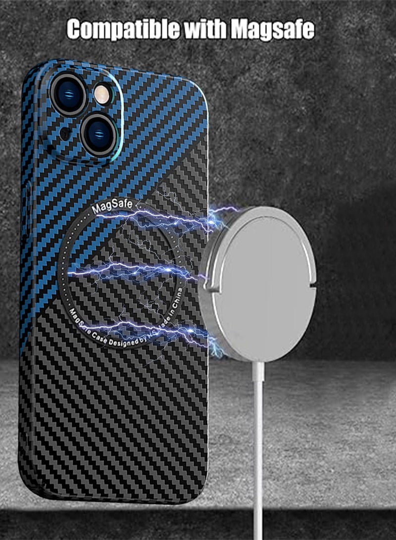 TEAM LUXURY IPhone 15 Plus Case Compatible With MagSafe Support Wireless Charging Ultra Thin Slim Shockproof Carbon Fiber Texture Plastic Hard Back Phone Accessories Cover Iphone 15 Plus  - Image 4