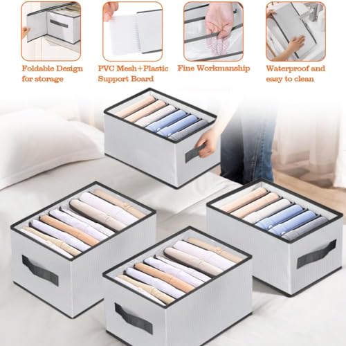 JEYANG 9 Compartment Foldable Wardrobe Clothes Organizer Washable Closet Storage Box for T-Shirt, Jeans, Pant, Baby Cloth (9 Grid Pack of 6, White) - Image 2