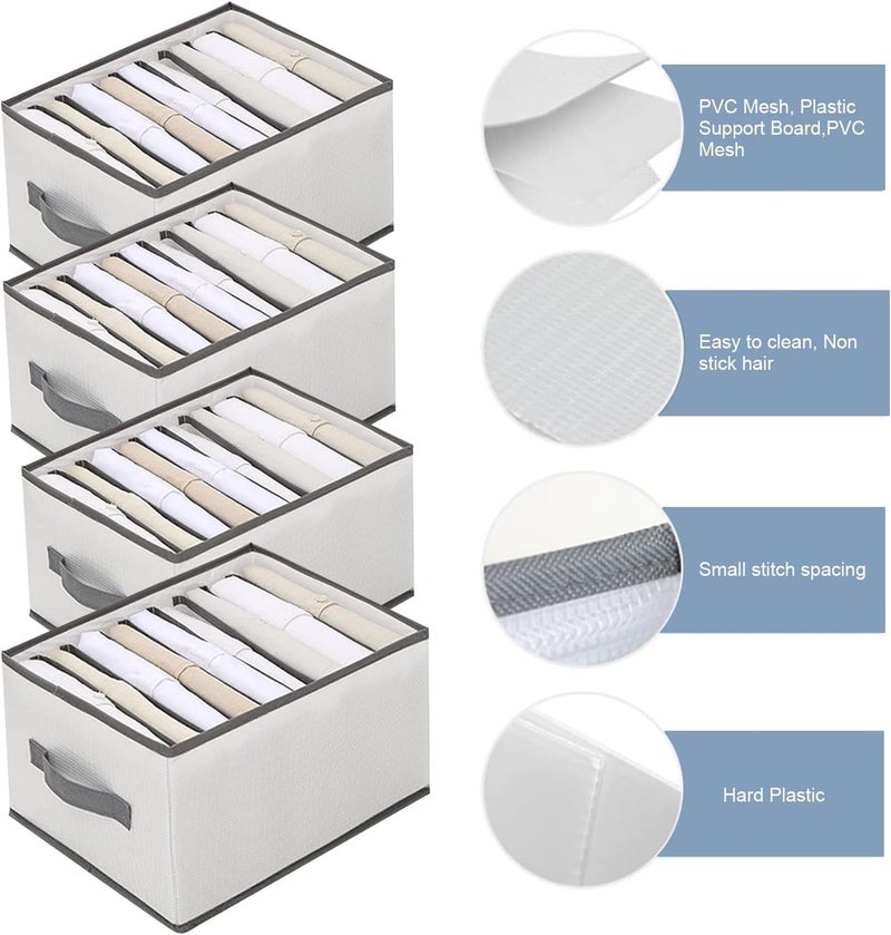 JEYANG 9 Compartment Foldable Wardrobe Clothes Organizer Washable Closet Storage Box for T-Shirt, Jeans, Pant, Baby Cloth (9 Grid Pack of 6, White) - Image 3