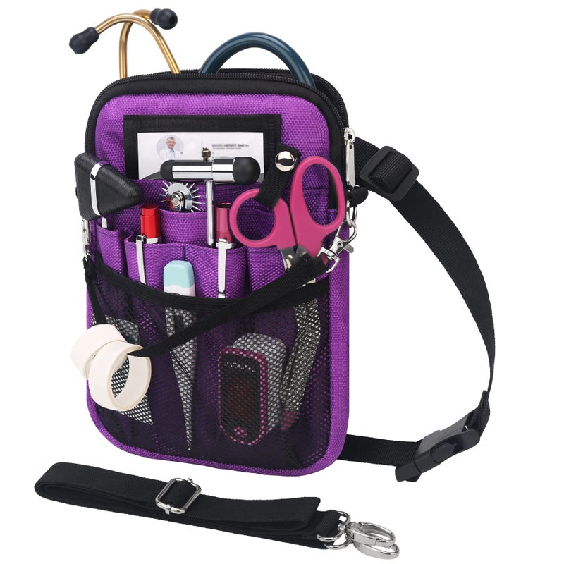 BOVKE Nurse Fanny Pack with Medical Gear Pockets, Tape Holder, Medical Bag Nurse Waist Pouch Organizer with Utility Storage for Stethoscopes, Bandage Scissors and Other Emergency Supplies, Purple - Image 1