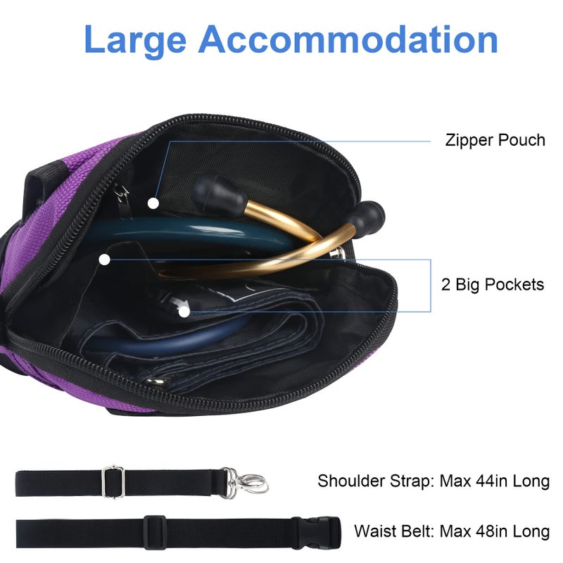 BOVKE Nurse Fanny Pack with Medical Gear Pockets, Tape Holder, Medical Bag Nurse Waist Pouch Organizer with Utility Storage for Stethoscopes, Bandage Scissors and Other Emergency Supplies, Purple - Image 3