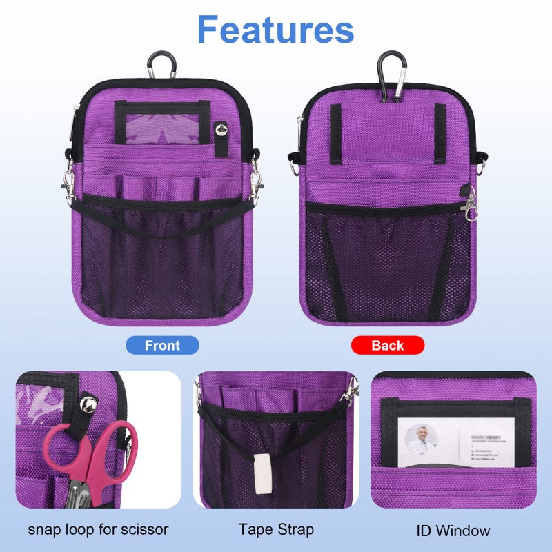 BOVKE Nurse Fanny Pack with Medical Gear Pockets, Tape Holder, Medical Bag Nurse Waist Pouch Organizer with Utility Storage for Stethoscopes, Bandage Scissors and Other Emergency Supplies, Purple - Image 4