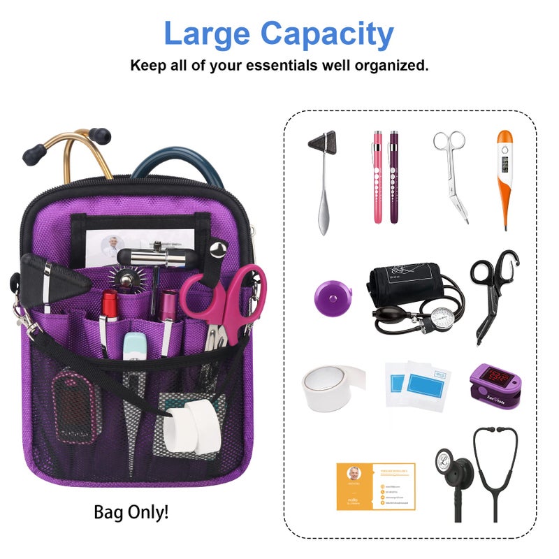 BOVKE Nurse Fanny Pack with Medical Gear Pockets, Tape Holder, Medical Bag Nurse Waist Pouch Organizer with Utility Storage for Stethoscopes, Bandage Scissors and Other Emergency Supplies, Purple - Image 2