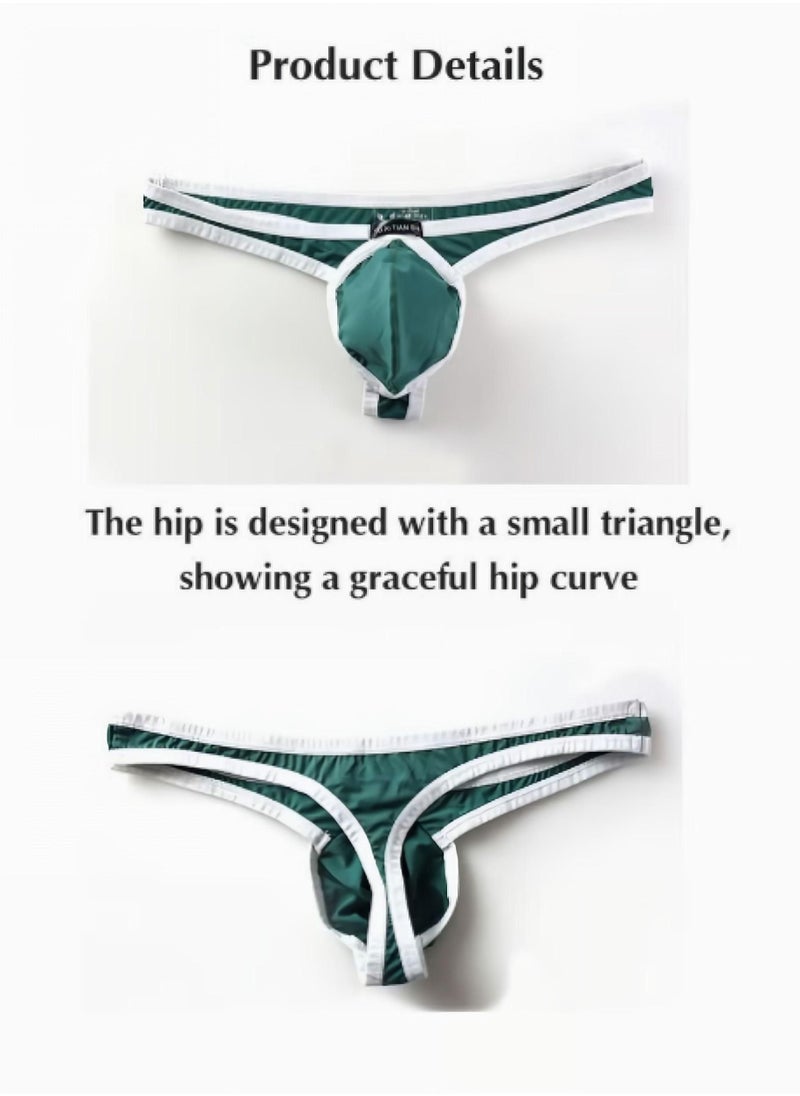 Generic - Thong Underwear for Men Low Waist Thong G-String White and Green Color - Image 1