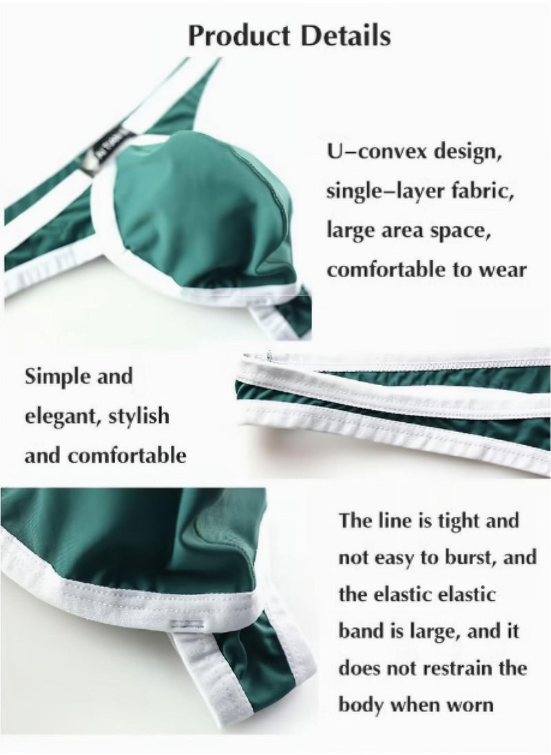 Generic - Thong Underwear for Men Low Waist Thong G-String White and Green Color - Image 1