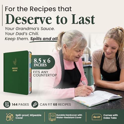 Only Zest Blank Recipe Book to Write in Your Own Recipes—6×8.5", Thick No-Bleed Paper, Water-Resistant—Empty Hardcover Recipe Notebook with 144 Pages for 68 Recipes—Conversion Charts & Measurements - Image 2