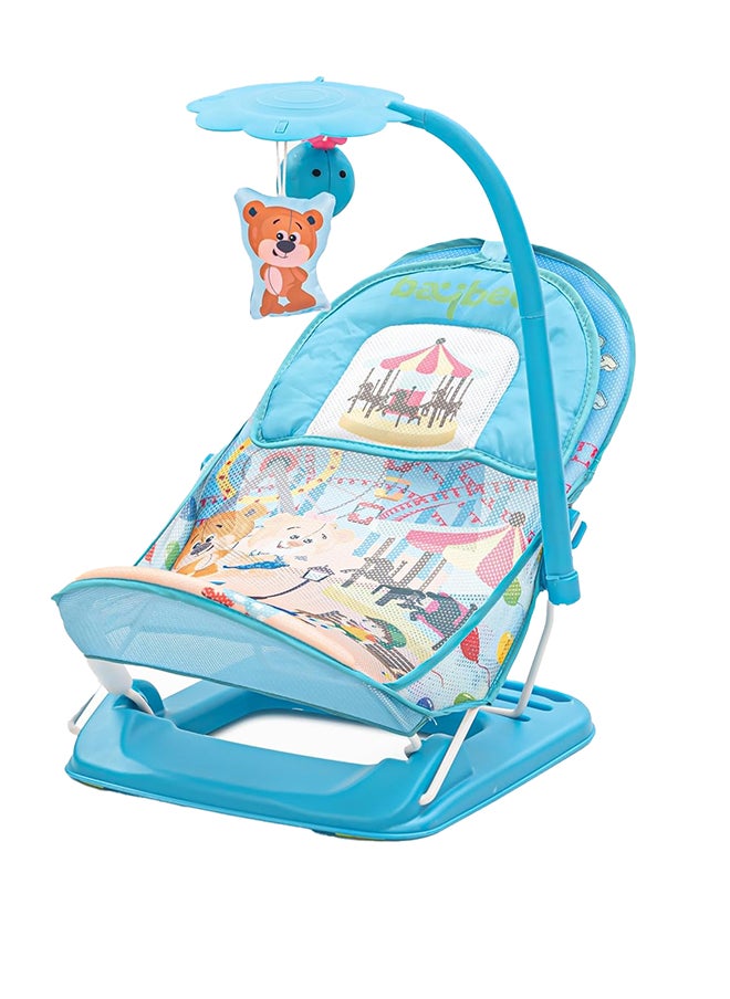 BAYBEE 3 Position Adjustable And Soft Mesh Seat, Duna Anti Slip Baby Bather With Hanging Toy Bar 0-6 Month, Blue  - Image 1