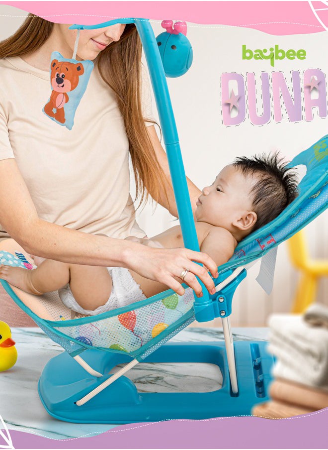 BAYBEE 3 Position Adjustable And Soft Mesh Seat, Duna Anti Slip Baby Bather With Hanging Toy Bar 0-6 Month, Blue  - Image 5