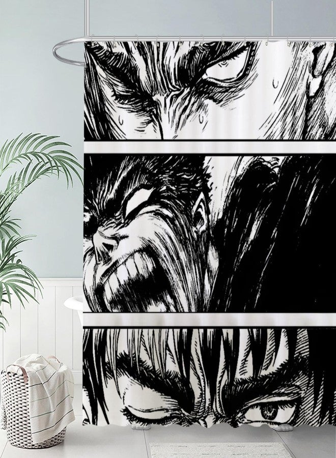 Funnytree The Black Swordsman Shower Curtain, Japanese Manga Bathroom Decor, Waterproof Fabric Durable Easy Care Washable, 72"X72"(Hooks Not Included) SC00373-002 - Image 2