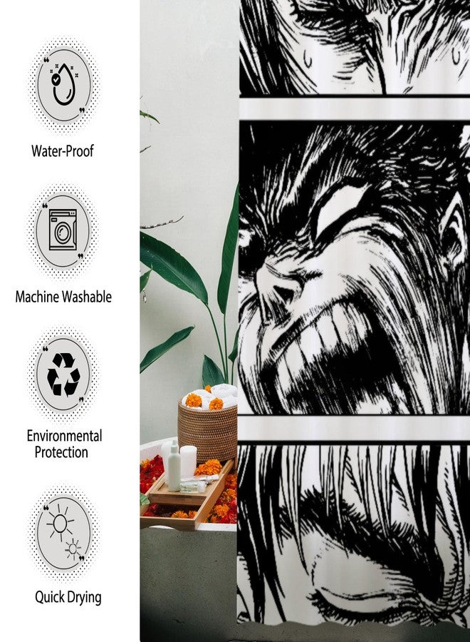Funnytree The Black Swordsman Shower Curtain, Japanese Manga Bathroom Decor, Waterproof Fabric Durable Easy Care Washable, 72"X72"(Hooks Not Included) SC00373-002 - Image 4