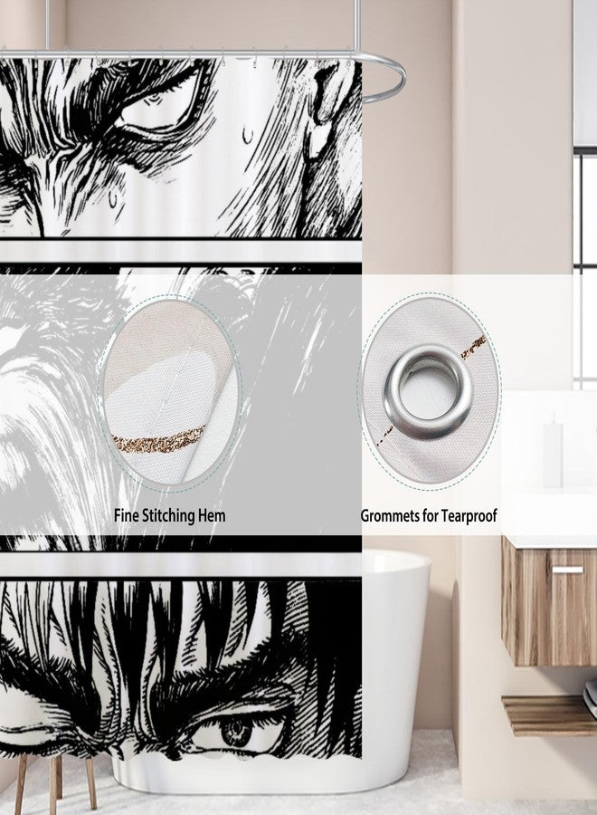 Funnytree The Black Swordsman Shower Curtain, Japanese Manga Bathroom Decor, Waterproof Fabric Durable Easy Care Washable, 72"X72"(Hooks Not Included) SC00373-002 - Image 3