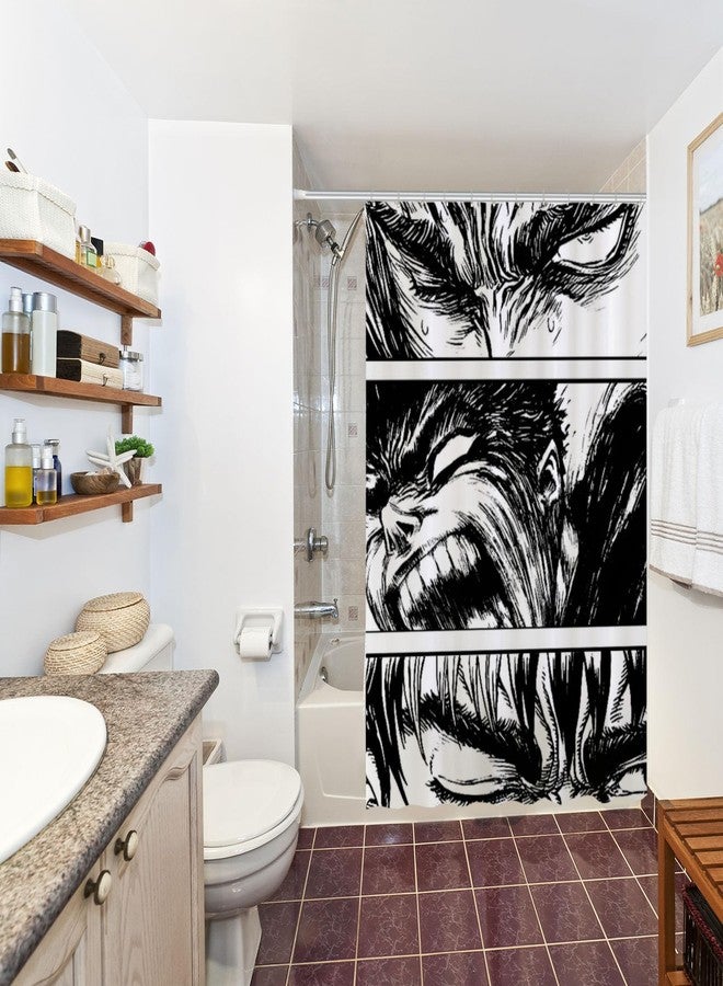 Funnytree The Black Swordsman Shower Curtain, Japanese Manga Bathroom Decor, Waterproof Fabric Durable Easy Care Washable, 72"X72"(Hooks Not Included) SC00373-002 - Image 5