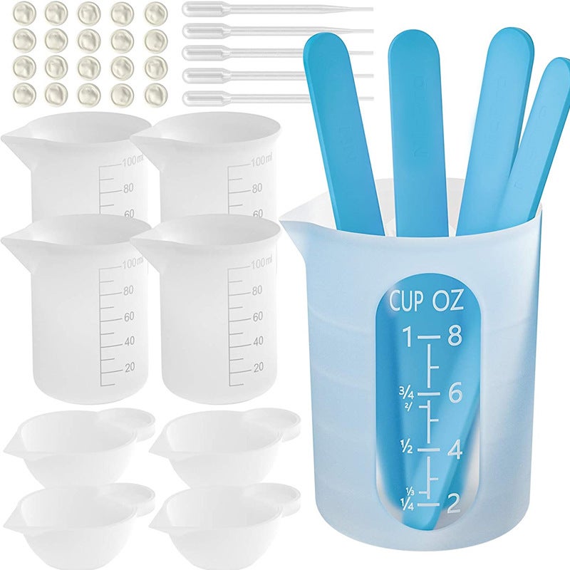 Crystal Drop Glue Epoxy Resin Silicone Measuring Cup Glue Mixing Tool Stirring Rod Silicone Mold Set - Image 2