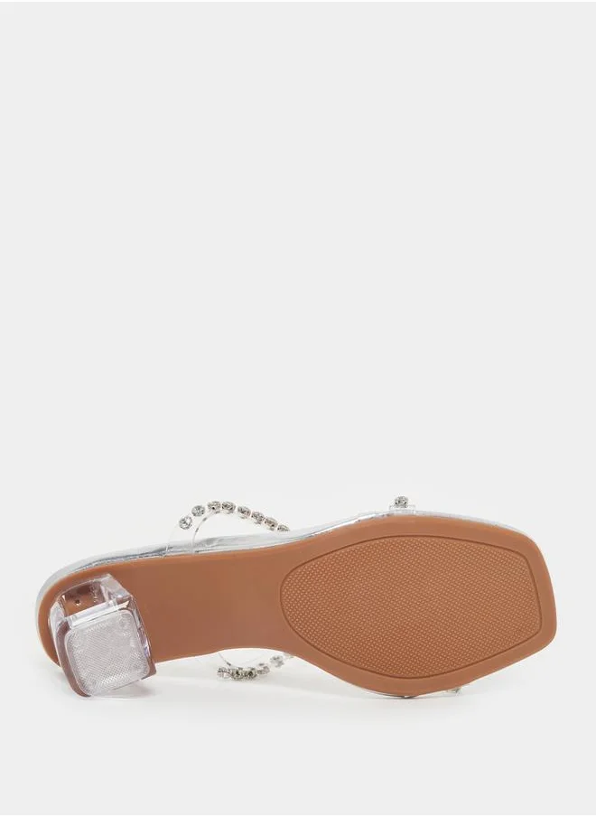 ستايلي Embellished Open Toe Transparent Block Heel Sandals