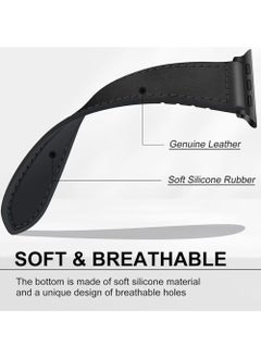 X-level Magnetic Leather Watch Band for Apple Watch Ultra, 49mm 45mm 44mm 42mm, Magnetic Buckle Replacement Genuine Leather Strap for Apple Watch Series,Black  - Image 3
