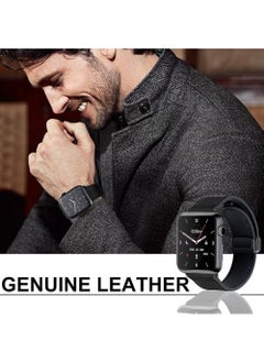 X-level Magnetic Leather Watch Band for Apple Watch Ultra, 49mm 45mm 44mm 42mm, Magnetic Buckle Replacement Genuine Leather Strap for Apple Watch Series,Black  - Image 2