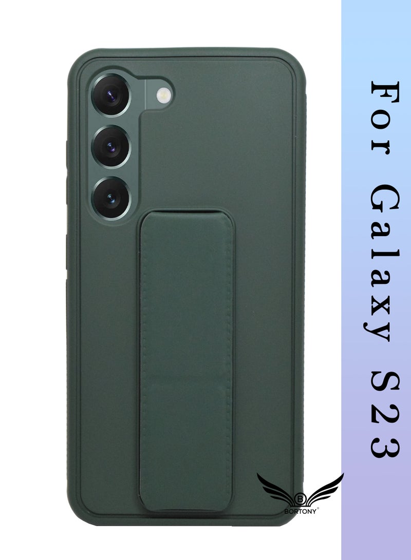 BORTONY Galaxy S23 with Magnetic Stand & Holder Premium Silicone Hand Strap Grip Car Mount Kickstand Finger Grip Case Cover For Samsung Galaxy S23 - Image 1