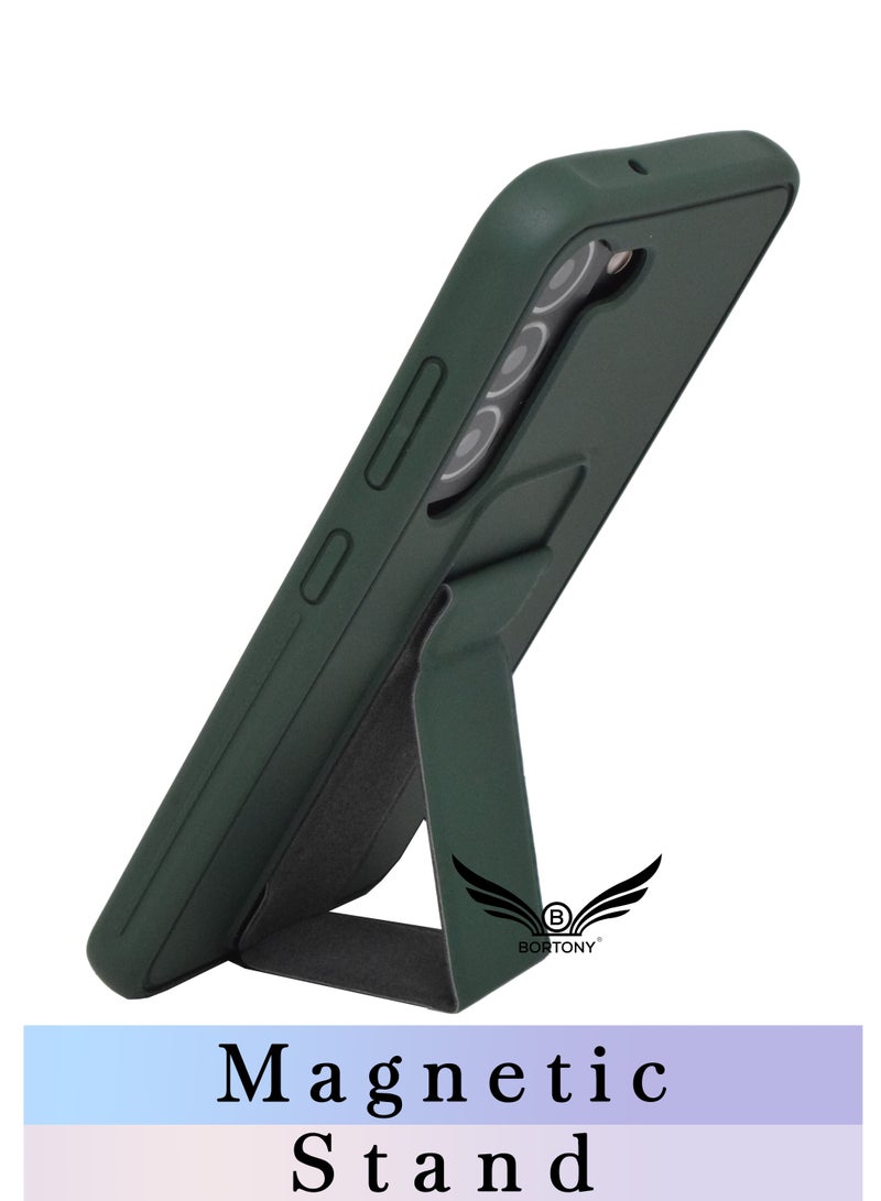 BORTONY Galaxy S23 with Magnetic Stand & Holder Premium Silicone Hand Strap Grip Car Mount Kickstand Finger Grip Case Cover For Samsung Galaxy S23 - Image 3