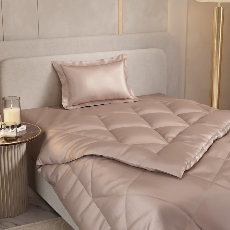 Stoa Paris Comforter for Single Bed, 300TC Satin Comforters, Aesthetic Home Decor, Lightweight, Breathable, Gift for Women, Wedding, Housewarming, Date Night - Champagne - Image 4
