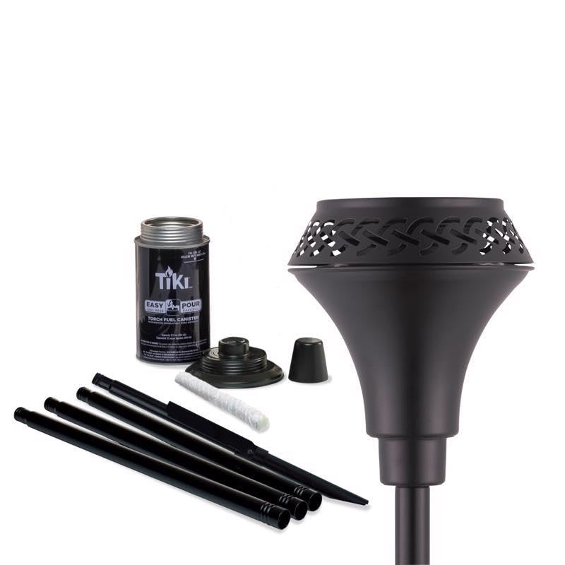 TiKi مشعل تيكي آيلاند كينغ 65" معدني خارجي – مقاوم للعوامل الجوية، مشعل تيكي زخرفي مع فتيلة طويلة الأمد، غطاء ووعاء واسع سهل الصب للباحة، الفناء والحديقة - Image 2