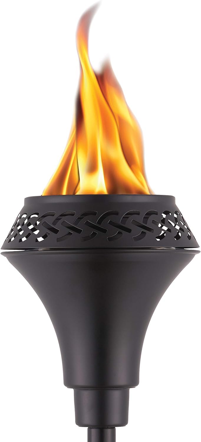 TiKi مشعل تيكي آيلاند كينغ 65" معدني خارجي – مقاوم للعوامل الجوية، مشعل تيكي زخرفي مع فتيلة طويلة الأمد، غطاء ووعاء واسع سهل الصب للباحة، الفناء والحديقة - Image 1