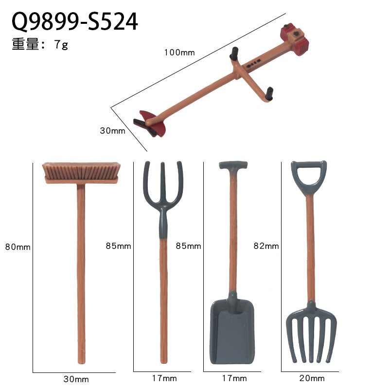 Strict Selection of Cross-border New Character Simulation Model Ranch Professional Doll Decoration Ornaments Farm Workers Sand-table Landscape S524 Farm Plough, 5 Piece Set