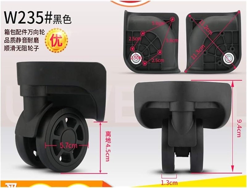 مجموعة استبدال عجلات الأمتعة من 2 عجلة دوارة باللون الأسود مقاس W235 - Image 3