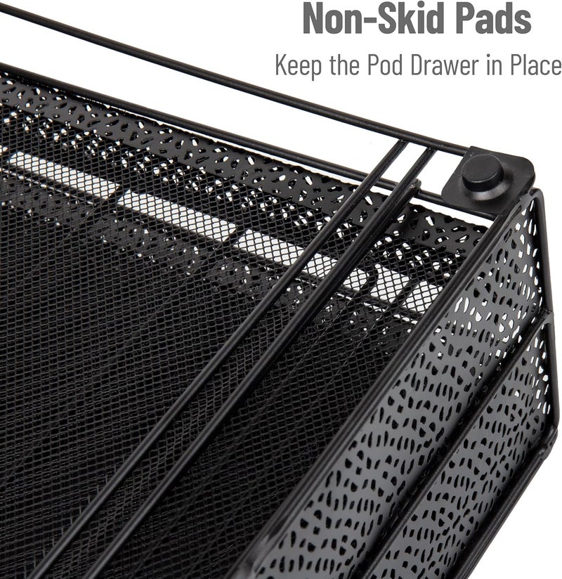Mind Reader Single Serve Coffee Pod Organizer with 2 Drawers, 72 Pod Capacity, Metal Mesh, 13"L x 12.75"W x 5"H, Black - Image 4
