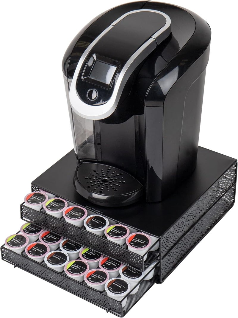 Mind Reader Single Serve Coffee Pod Organizer with 2 Drawers, 72 Pod Capacity, Metal Mesh, 13"L x 12.75"W x 5"H, Black - Image 5