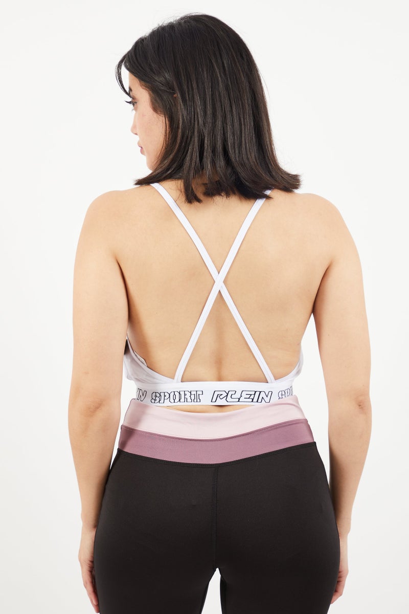 PHILIPP PLEIN Plein Sport Women Brand Logo Non-Padded Sports Bra, White - Image 2