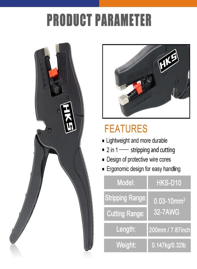 HKS Automatic 2 in 1 Wire Stripper Tool for 32-7 AWG Wire Stripping & Cutting, Length Range 0.25-1 inch - Suitable for Various Wires - Image 2