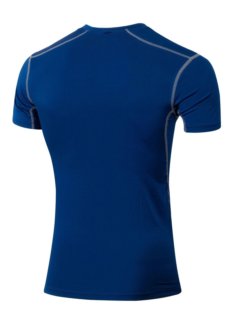 Loquat Men Quick Dry Breathable Elastic T-Shirt Blue  - Image 2